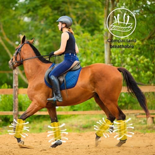 Horse Fly Boots, Breathable Mesh Protection Set of 4, Comfortable Horse Leggings, Breathable Mesh Design, Equine Supplies for Reduce Stomping, Hoof Damage & Leg Fatigue (Yellow, Medium)