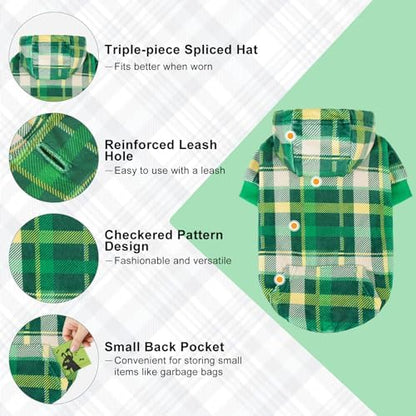 BEAUTYZOO Dog Hoodie Sweaters for Small Medium Large Size Dogs Girls Boys- Premium Quality, Ultra Soft, Superior Comfort Fit, Fleece Lined Hooded Sweatshirt- Cold Weather Pet Clothes Winter Coat,Plaid