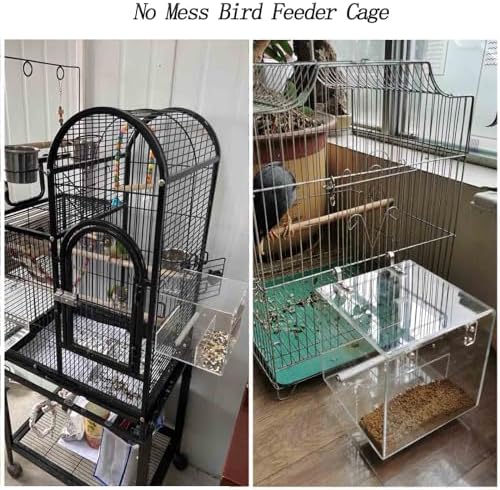 Automatic Acrylic Bird Feeder for Cage, No Mess Bird Feeder for Cage