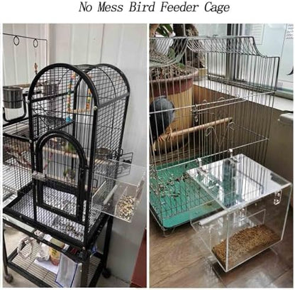 No Mess Bird Feeder for Cage, Automatic Acrylic No Mess Bird Feeder Cage