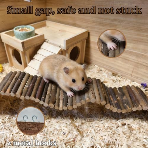 25.6 × 3.9 in Wood Hamster Bridge Rat Climb Toys for Gerbil Mouse Squirrel