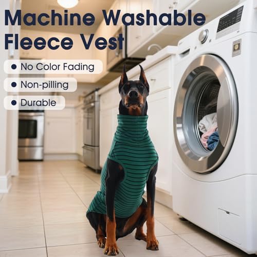 IECOii 4XL Dog Sweater - Stretch Fleece Sweater with Turtleneck,Stripes