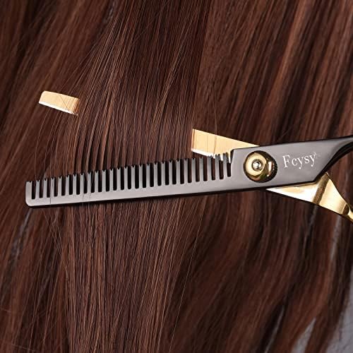 Hair Scissors Barber Shears Set, Fcysy Professional Hair Cutting Kit, Haircut Thinning Shears for Haircutting, Hairdresser Trimming Scissors Tools for Men Women Pet
