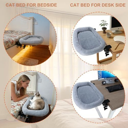 Cat Desk Bed&Cat Hammock for Desk and Bedside,90°Rotating&Height Adjustable