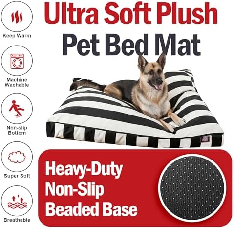 Majestic Pet Rectangle Large Dog Bed Washable – Non Slip Comfy Pet Bed – Dog crate Bed with Removable Washable Cover – Dog Kennel Bed for Sleeping - Dog Bed X-Large Breed 50x42x5 Inch – Black
