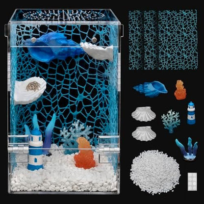 Jumping Spider Enclosure Starter Kit,Escape Proof Ocean Terrarium