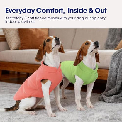 FUAMEY Dog Fleece Vest for Large Dogs,Warm Stretchy Dog Sweatshirts Pullover with Leash Hole Dogs Sweater Soft Pet Turtleneck Cozy Pet Vest Lightweight Sleeveless Orange XXL
