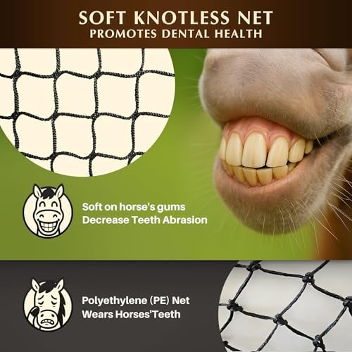 4x4 Ft Round Bale Hay Net for Horses – Knotless Slow Feeder Net with 2” Holes – Fits 4x4 Round Bales – Helps Reduce Hay Waste – Durable Outdoor Hay Feeder for Horses, Year-Round Use, Easy to Use