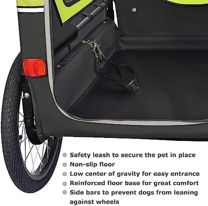 DOGGYHUT® S-Line XL Pet Bike Trailer & Stroller for Large Dogs Up to 100 lbs, Folding Dog Cart with Shock-Absorbing Suspension Wheels, Low Center of Gravity, Parking Brakes