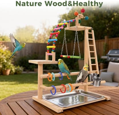 Bird Playground, 4-Layer Parrot Playground for Small to Medium Birds
