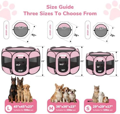 Dog Cat Small Animal Puppy Playpen Crate, Small, Whole Pink