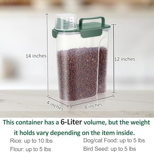 5 Lbs Pet Dog Food Storage Container for Bird Seed Rice Flour - Dark Green