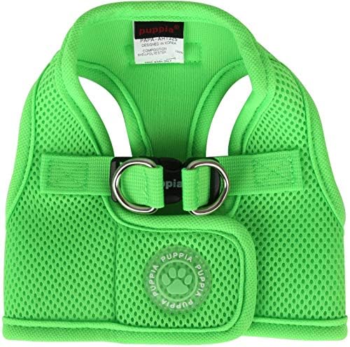 Puppia Neon Soft Vest Harness Step-in No Choke No Pull Walking Training for Small and Medium Dog, Green, Small