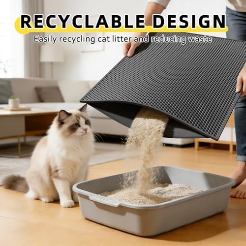 Cat Litter Mat, 30"x24", Waterproof, Easy to Clean (Black-1Pack)