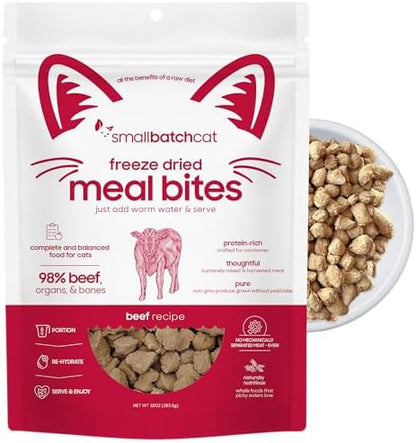 smallbatch Freeze Dried Raw Cat Food, High Protein Beef Recipe, 10 oz