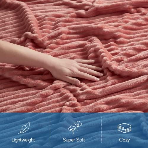 Nestl Rose Throw Blanket for Couch - Cozy Warm Fuzzy Blankets for Women, Set of 2 Small Fleece Throws for Girls - Misty Rose, 50 x 60 Inches