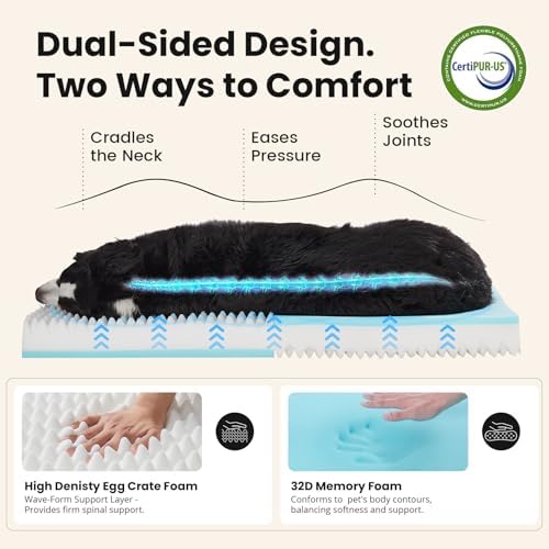 OhGeni Orthopedic Waterproof Large Dog Bed, Memory Foam, 47 inch(Brown)
