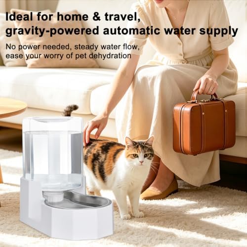 Sfozstra 4L Stainless Steel Gravity Water Dispenser:Cat Bowl