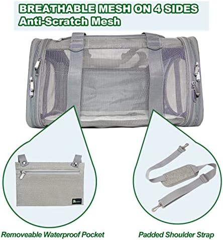 Soft-Sided Pet Carrier for Cats Small Dogs of 15 Lbs Medium Grey