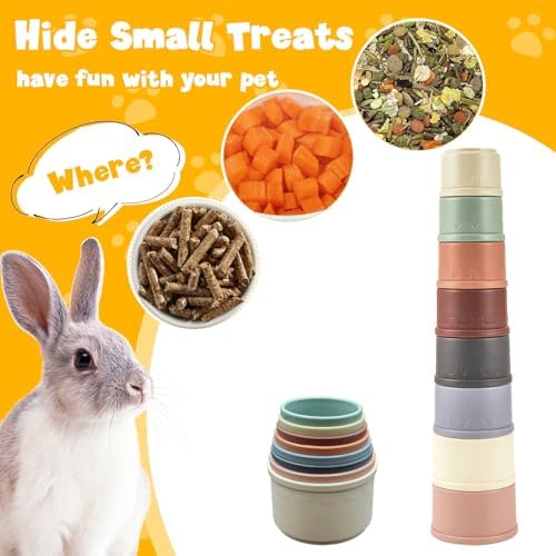8 Pcs Stacking Cups for Bunny,Colorful Nesting Reusable Rabbit Toys