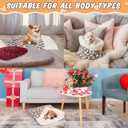 Self Heating Cat Sleeping Bag for Indoor Cats, Gray, Heart