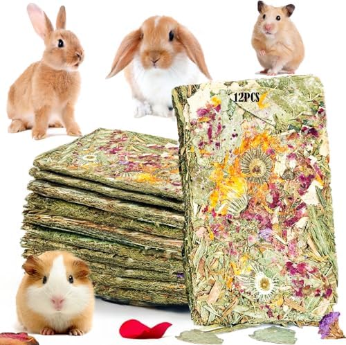 Rabbit Chew Toys 12pcs Timothy Hay Treats Bunny Herbal Flower Snack