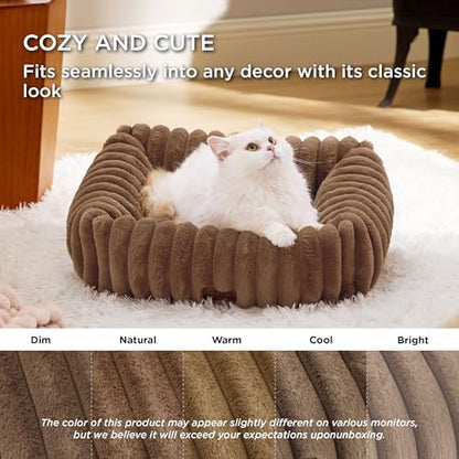 Bedsure ComfyFleece™ Cute Dog Bed for Small Dogs & Cats，20in Camel Brown