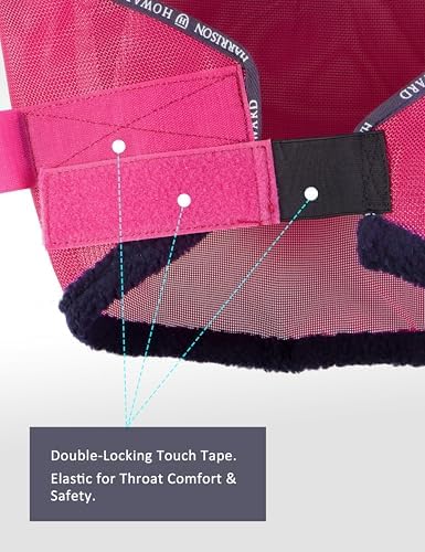 Harrison Howard All Round Mesh Horse Fly Mask UV Protective with Fleece Padded Edging Magenta S
