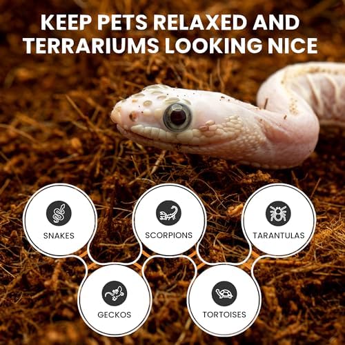ReptiEarth Reptile Bedding, Fluffy Coconut Fiber Substrate 36 Quart Organic Coco Ready to Use for Bioactive Snake Terrarium, Lizard Tanks with Plants, for Frog, Tarantula or Hermit Crab Habitat (4 Pk)
