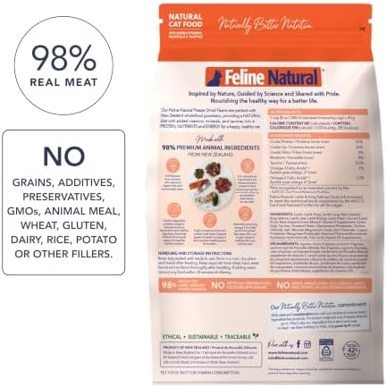 Feline Natural - High Protein Freeze Dried Dry Cat Food with 98% Meat