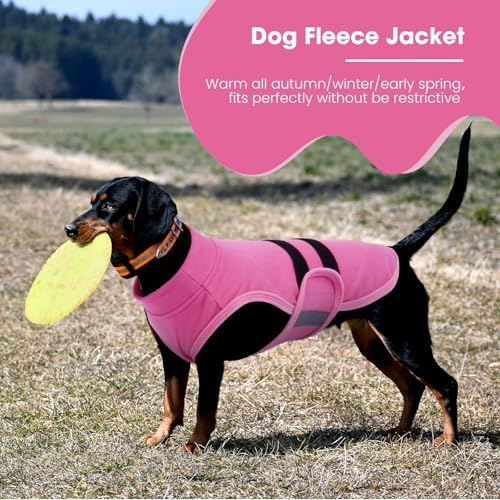 Nanaki Reflective Dog Fleece Sweater-Warm Cozy Puppy Fleece Vest for Fall Early Spring Dog Winter Coat, Adjustable Stretchy Pet Sweatshirts for Beagle Boston Terrier Bulldogs Sweater Christmas, L