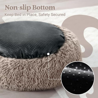 rabbitgoo Calming Cat Beds for Indoor Cats, 20 inches, Khaki