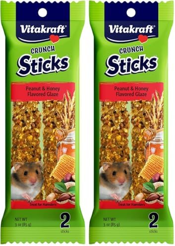 Vitakraft Crunch Sticks Hamster Treat - Peanut and Honey - Hamster Chew Sticks (Pack of 2)