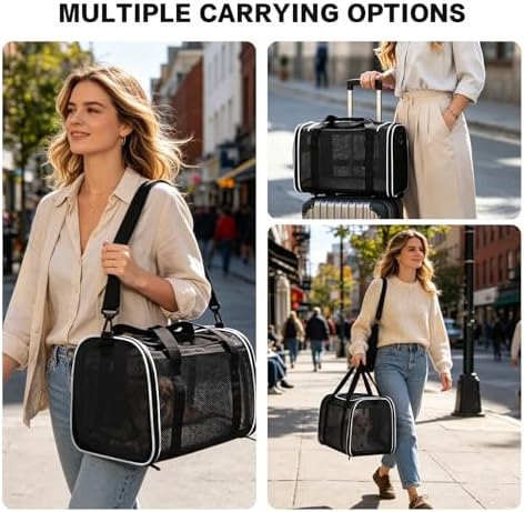 Cat Carrier Dog Carrier Pet Carriers Soft-Sided Cats Bag Animal Carriers Puppy Carrying Bag TSA Airline Approved Small Dog Carrier Soft Sided, Collapsible Travel Carriers for Big Cats(Up to 16lbs),
