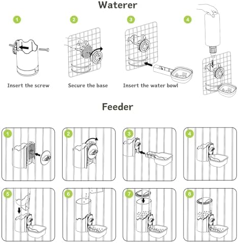 Automatic Pet Food Water Dispenser, Auto Gravity Pet Feeder Water Bottle Set for Cage, Feeding Station for Puppy Kitten Rabbit Guinea Pigs Chinchilla Ferret Hedgehog (Blue)