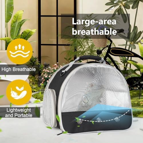 Ventilation Carrier for Bearded Dragon,Guinea Pig Carrier,Guinea Pig Carrier for 2,Reptile Travel Carrier for Lizards Sugar Glider Hedgehog Rat Parrot Birds,Airline Approved Black