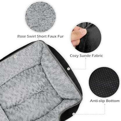 INVENHO Small Dog Bed Rectangle Washable Orthopedic Soft Calming Sleeping Durable Pet Cuddler with Anti-Slip Bottom