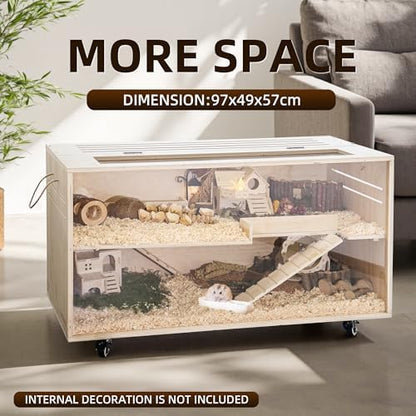 Pine Small Animals Houses&Habitats Chewproof, 40" Pine Guinea Pig Cage Hamster Cage for Small Animals (40" Large, Roller)