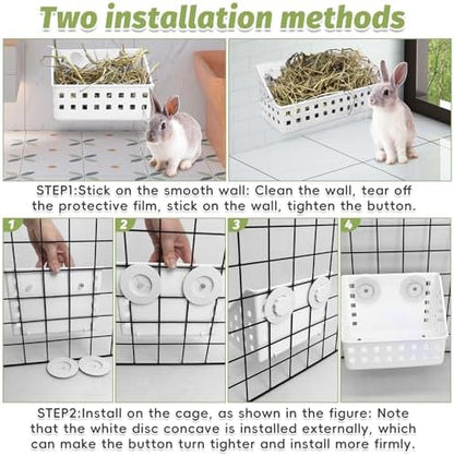 PINVNBY 2PCS Large Rabbit Hay Feeder with Mini Dustpan and Brush Set