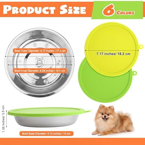 Patelai 12 Pcs Dog Bowl with Lid, Red, Blue, Green, Purple