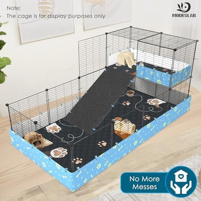 Washable Guinea Pig Bedding for 2 Story Guinea Pig Cages, Fast Absorption Reusable Guinea Pig Cage Liner, No Shrunk, Anti-Slip Bottom, Leak-Proof Pee Pad Mat, 12” x 24” & 24” x 48” (Black)