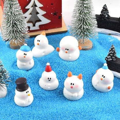Cute Mini Snowman Figurines Silicone Mold Micro Christmas Dollhouse Tiny Things Epoxy Casting Mold for DIY Resin Art Fairy Garden Miniatures Landscape Crafts Decor(8 Designs)