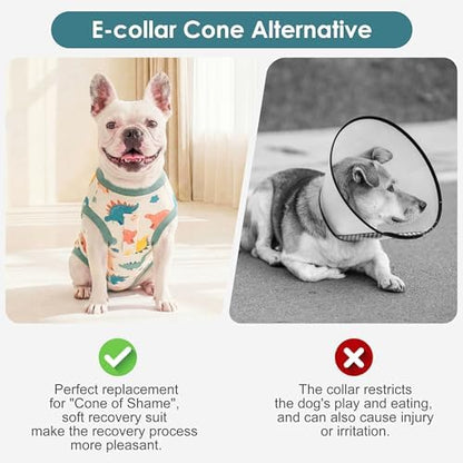 cyeollo Dog Surgery Recovery Suit Surgical Dog Onesie, Dinosaur, S
