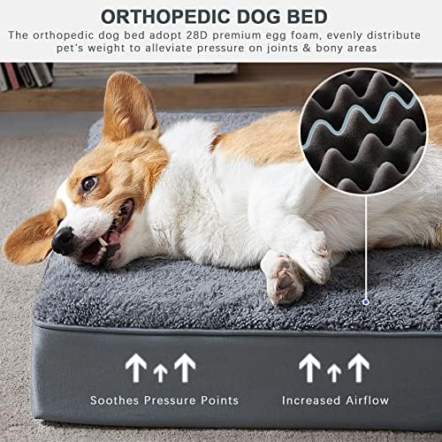 Waterproof Dog Crate Bed for Small Dogs Orthopedic 23x17 Grey