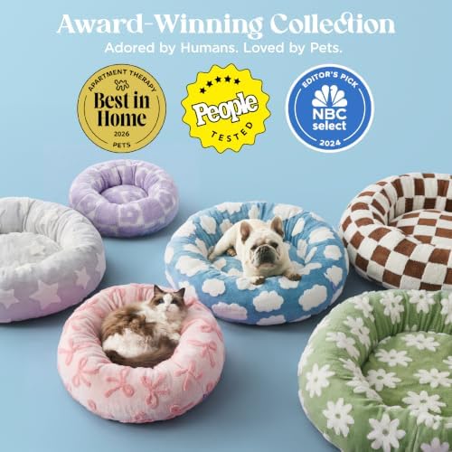 LE SURE Shown on TV Jacquard Donut Cute Small Dog Beds,Pink Taffy 27x27x8in