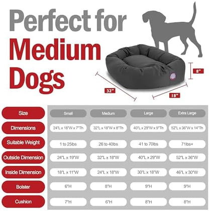 Majestic Pet Bagel Calming Dog Bed, 32 Inch Medium, Round, Washable, Gray