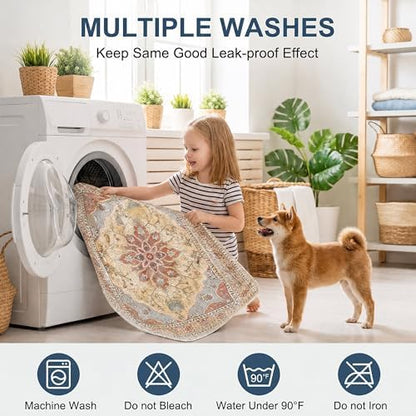 Washable Pee Pads for Dogs,Great Urine Absorbent Reusable Puppy Training Pads,Waterproof,Leak-Proof & Non-Slip Potty Pads for Whelping,Crate,Playpen,Bed.(Orange Amber Floral,24"x36")
