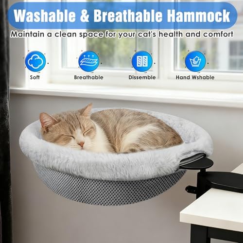 IPOW Heavy Duty 360°Rotating Cat Desk Bed Semi-Circular Cat Bed Hold Up to 40lb