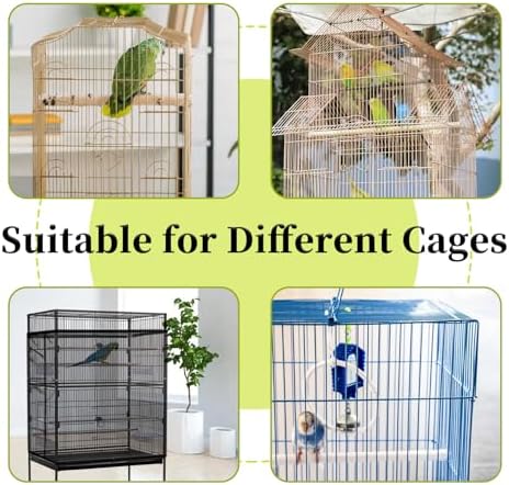 Daoeny Bird Cage Seed Catcher, Large Bird Cage Cover, Adjustable Soft Airy Nylon Mesh Net, Birdcage Cover Skirt Seed Guard for Parrot Parakeet Macaw African Round Square Cages (Black)