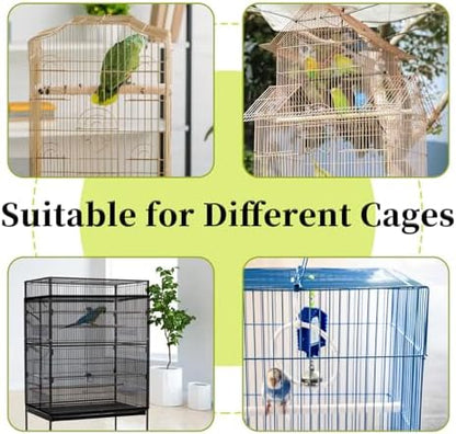 Daoeny Bird Cage Seed Catcher, Large Bird Cage Cover, Adjustable Soft Airy Nylon Mesh Net, Birdcage Cover Skirt Seed Guard for Parrot Parakeet Macaw African Round Square Cages (Black)